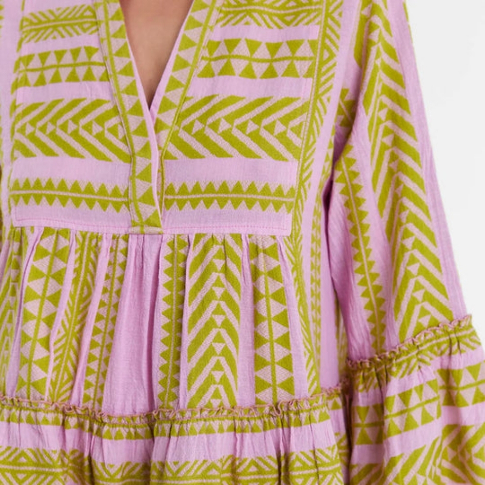 Devotion Twins Midi Dress Green Pink NWT Sz S - Picture 3 of 11